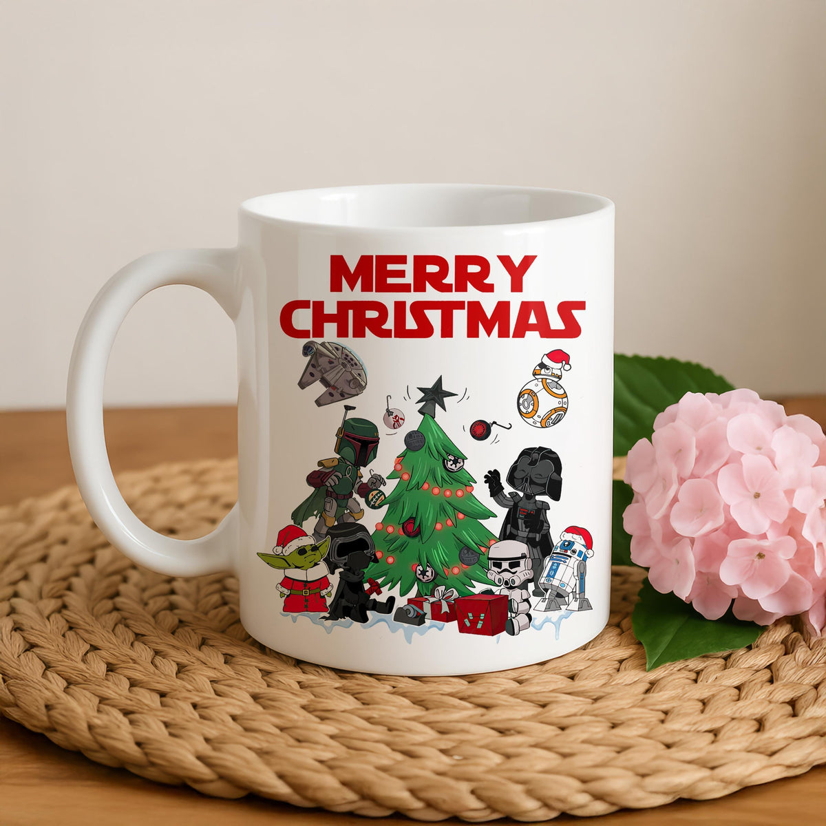 Sci-Fi Christmas Mug, Personalized Holiday Coffee Cup, Geeky Xmas Gift, Custom Name Drinkware
