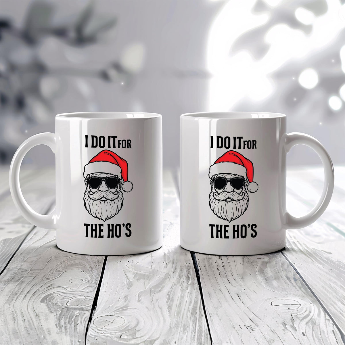 I Do It For The Ho's Santa Mug, Funny Christmas Coffee Mugs, Humorous Holiday Gift