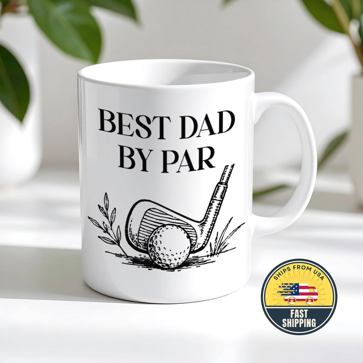 Best Dad By Par Golf Mug, Funny Golfer Coffee Cup for Father, Fathers Day Gift for Dad