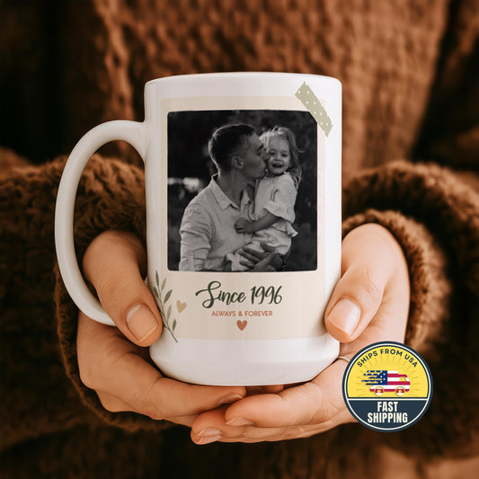 Personalized Photo Mug for Dad, Custom Family Picture Coffee Cup, Father's Day Gift