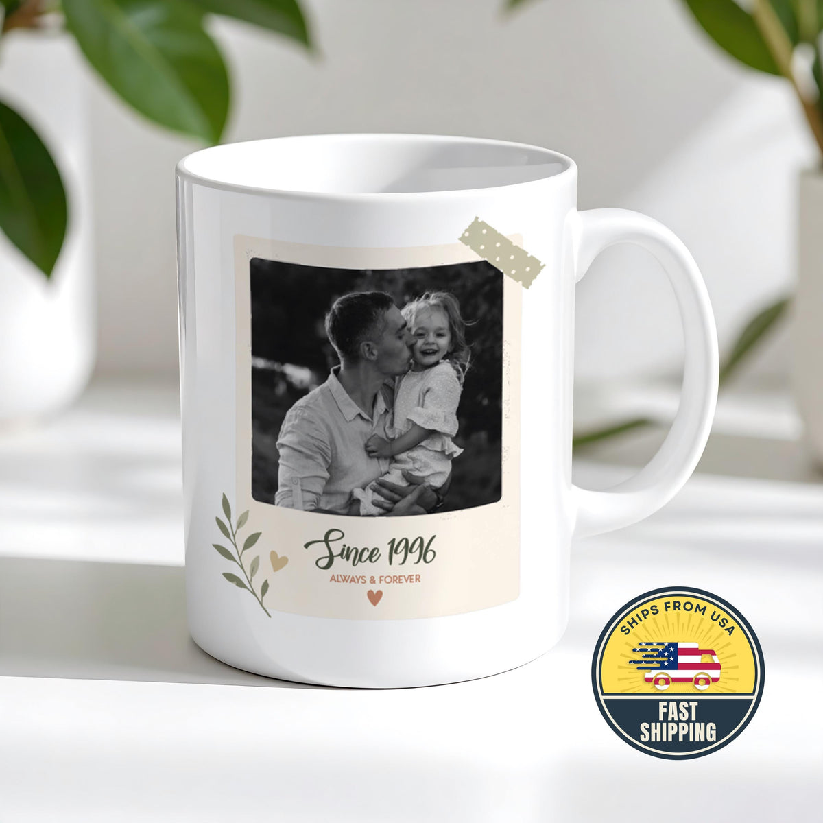 Personalized Photo Mug for Dad, Custom Family Picture Coffee Cup, Father's Day Gift