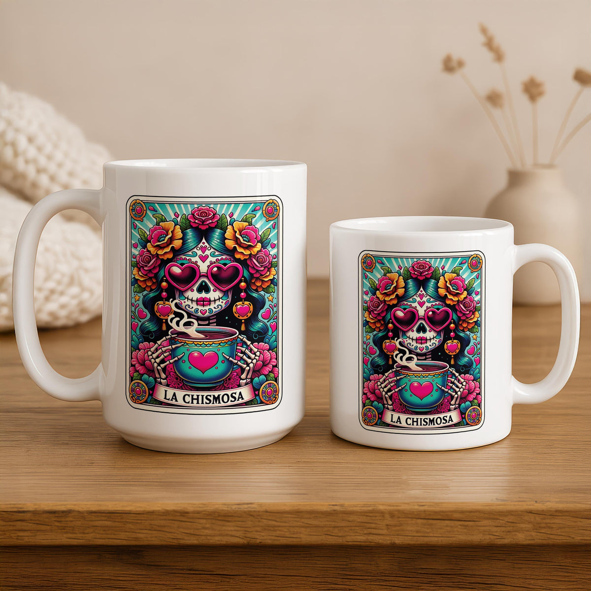 La Chismosa Tarot Card Mug, Sugar Skull Coffee Mug, Funny Mexican Best Friend Gift