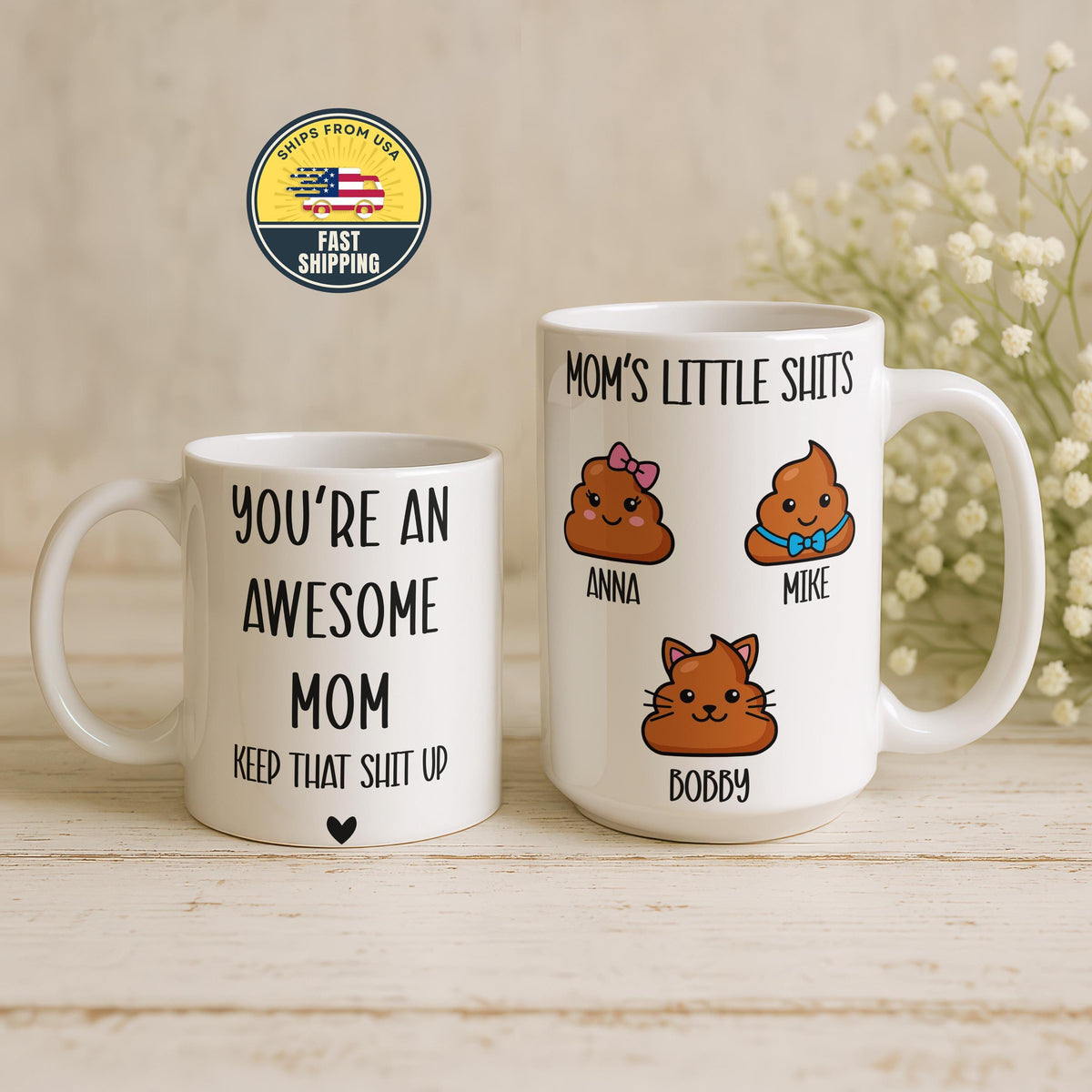Custom You're An Awesome Mom Coffee Mug, Funny Sarcastic Mom Coffee Cup, Mom Life Humor