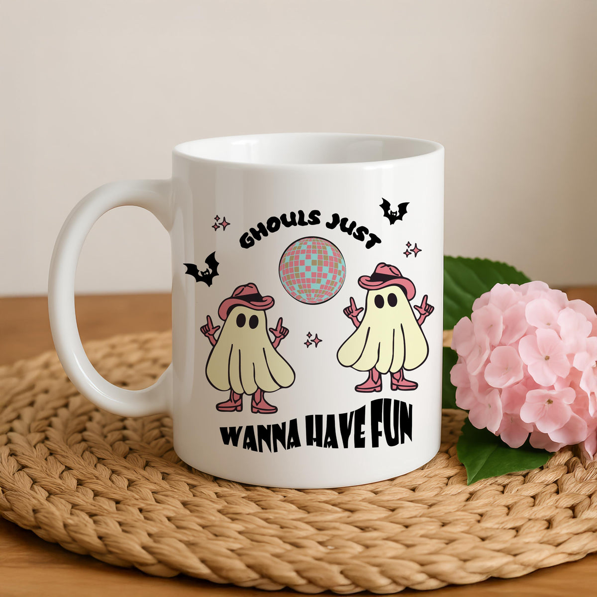 Ghouls Just Wanna Have Fun Coffee Mug, Cute 80s Vibes Halloween Party Gift