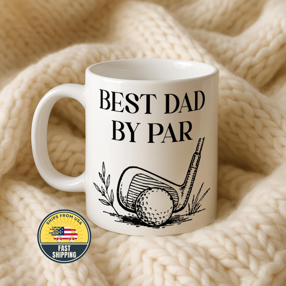 Best Dad By Par Golf Mug, Golfer Coffee Cup, Funny Fathers Day Present from Son Daughter