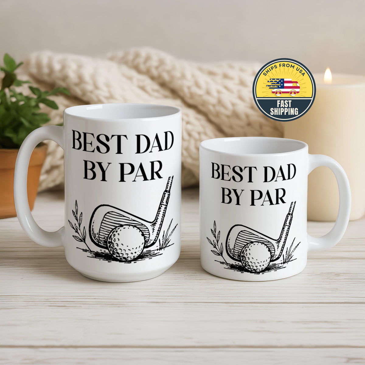 Best Dad By Par Golf Mug, Golfer Coffee Cup, Funny Fathers Day Present from Son Daughter