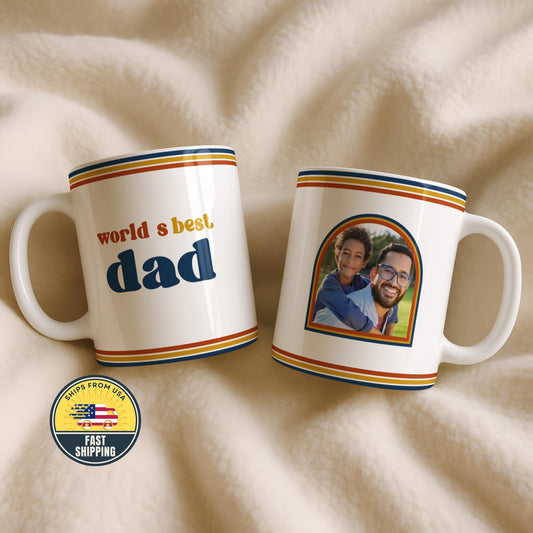Personalized Dad Mug, Custom Family Picture Coffee Cup, Daddy Photo Ceramic Gift