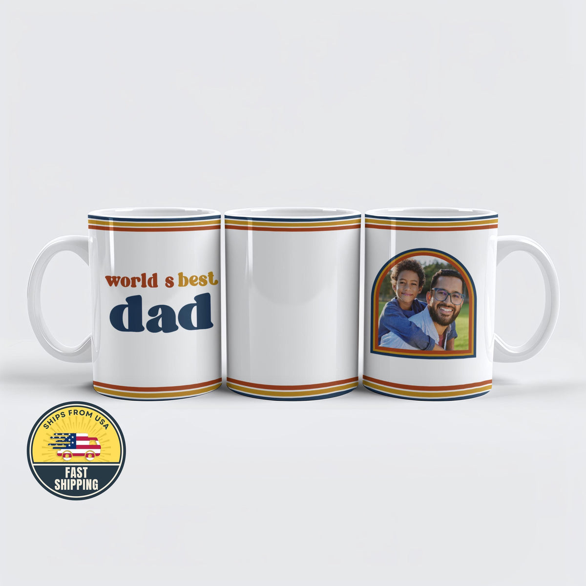 Personalized Dad Mug, Custom Family Picture Coffee Cup, Daddy Photo Ceramic Gift