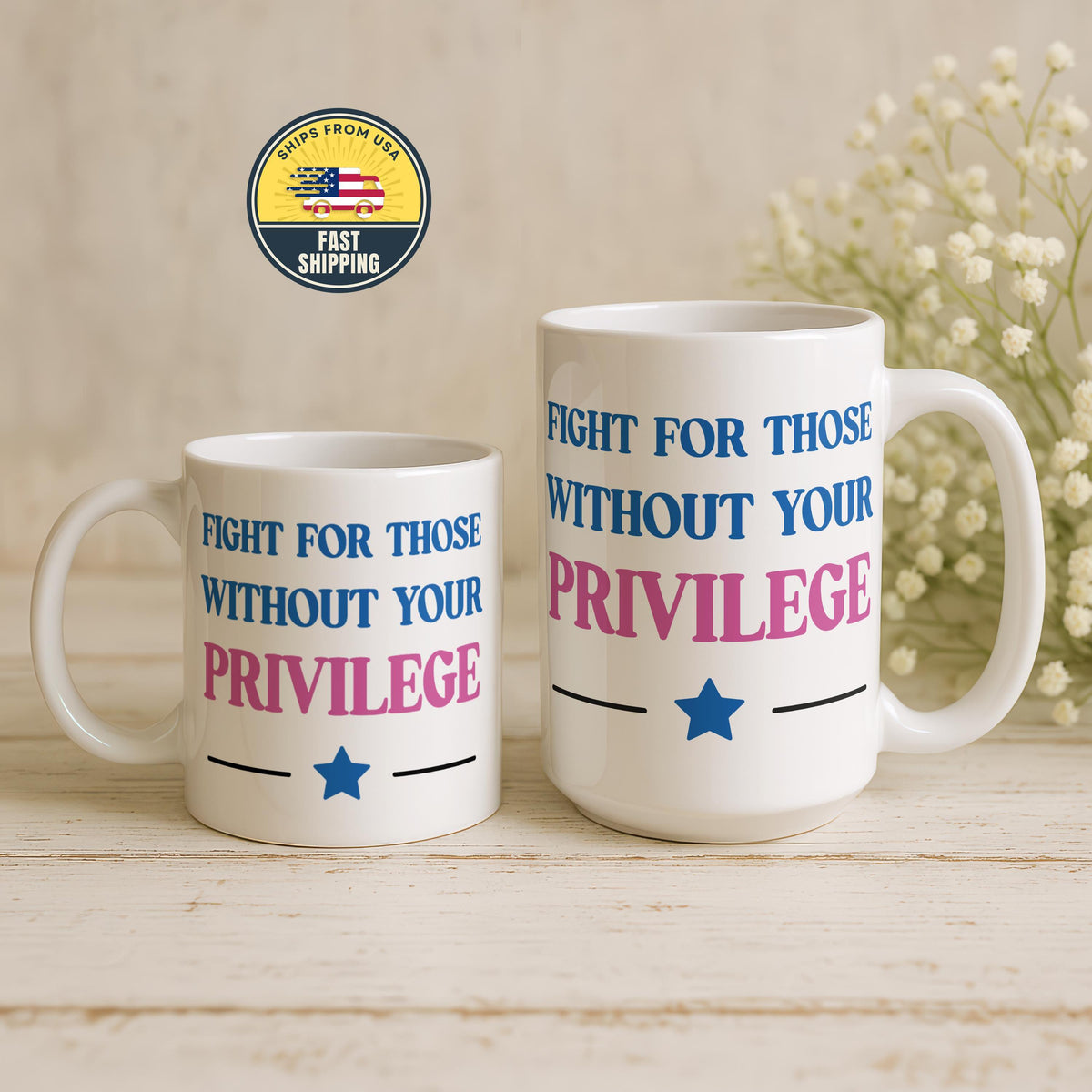 Fight For Those Without Your Privilege Coffee Mug, Sarcastic Political Mug, Liberal Mug