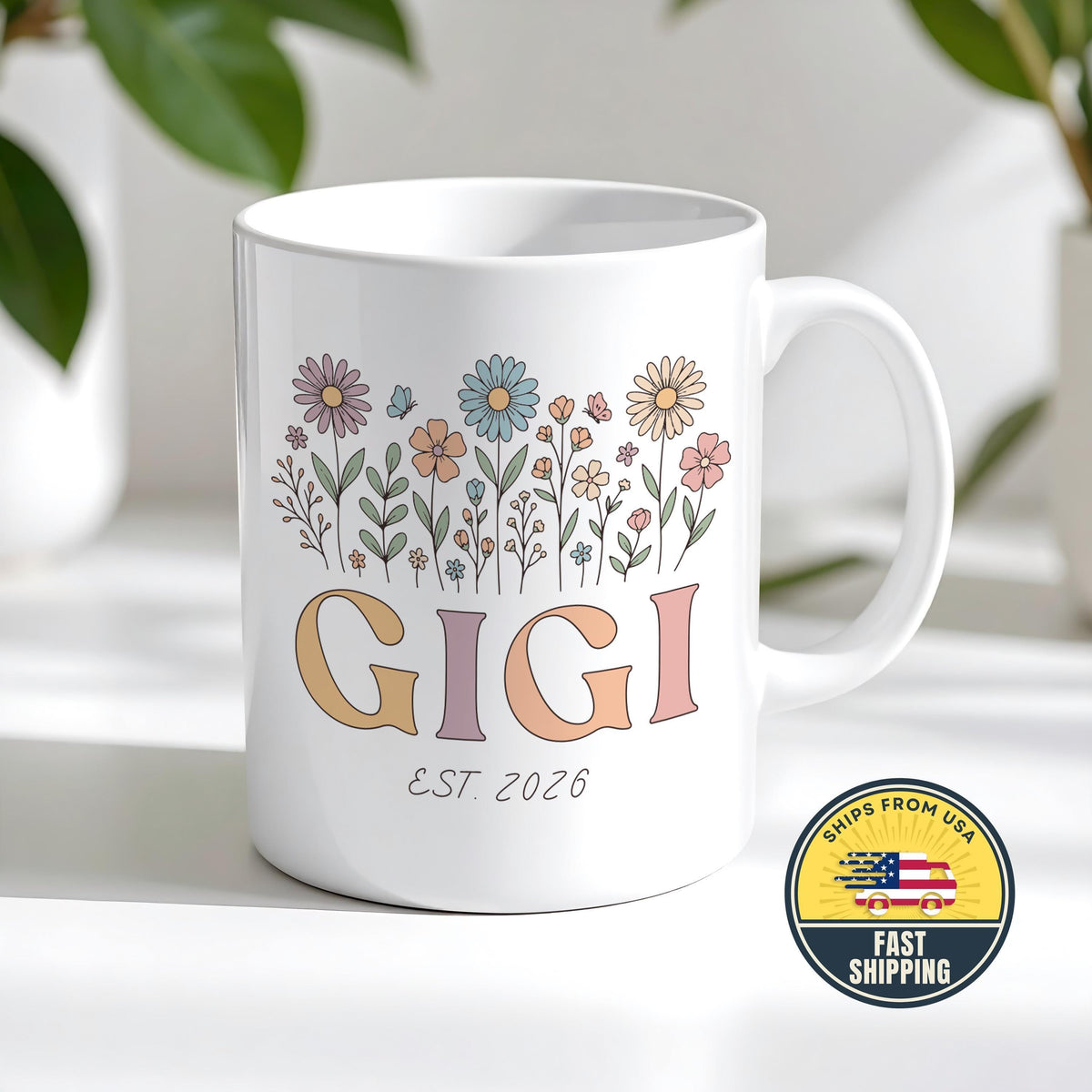 Personalized Gigi Mug, Custom Gigi Floral Coffee Cup, Custom Grandkids Names Mug