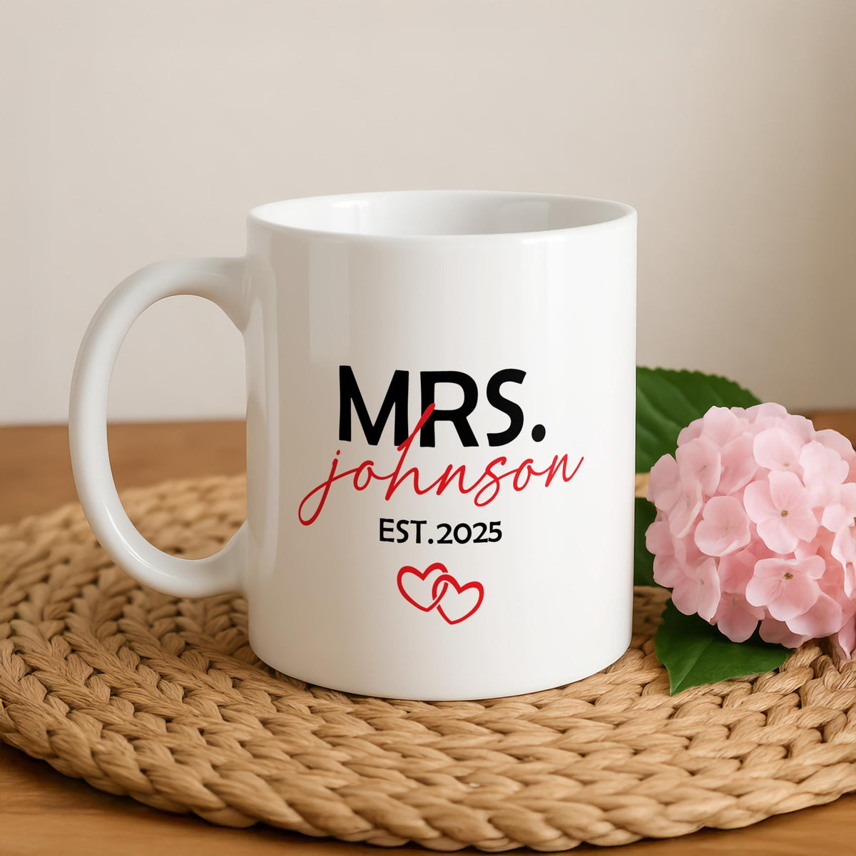 Personalized Mr. & Mrs. Mugs Set, Custom Name Copuple Wedding Gift