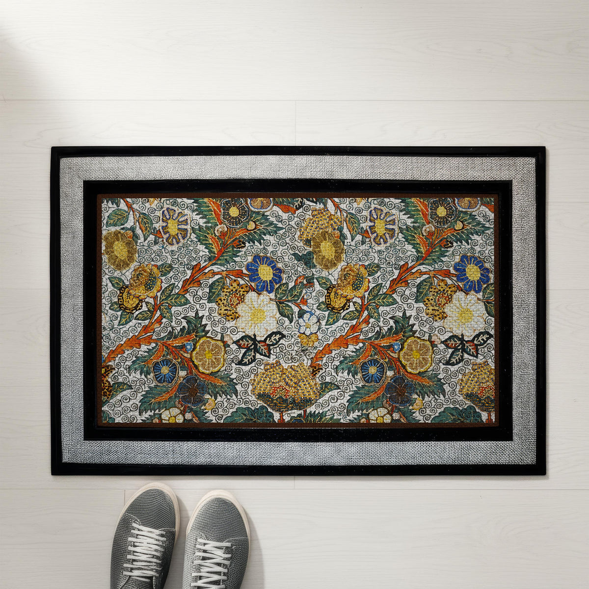 Vintage Look Floral Doormat, Art Nouveau Welcome Mat, Aesthetic Housewarming Gift, Spring Cottagecore Front Porch Decor