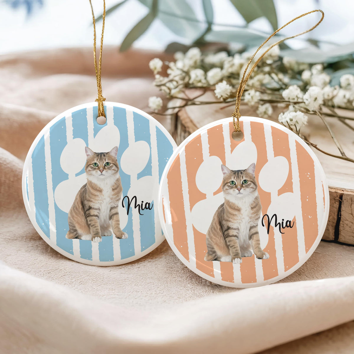 Custom Pet Photo & Name Ornament, Cat Dog Lover Keepsake, Pets Remembrance Gift, Loss Sympathy Present