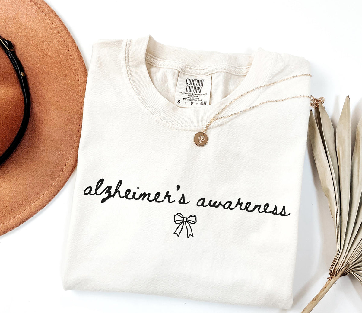 Comfort Colors® Coquette Bow Alzheimer Awareness Shirt, Alzheimer Support Tee, Dementia Fighter Gift