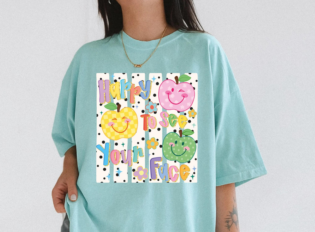 Comfort Colors® Happy to See Your Face T-Shirt, Back to School Tees, Teacher Appreciation Gift