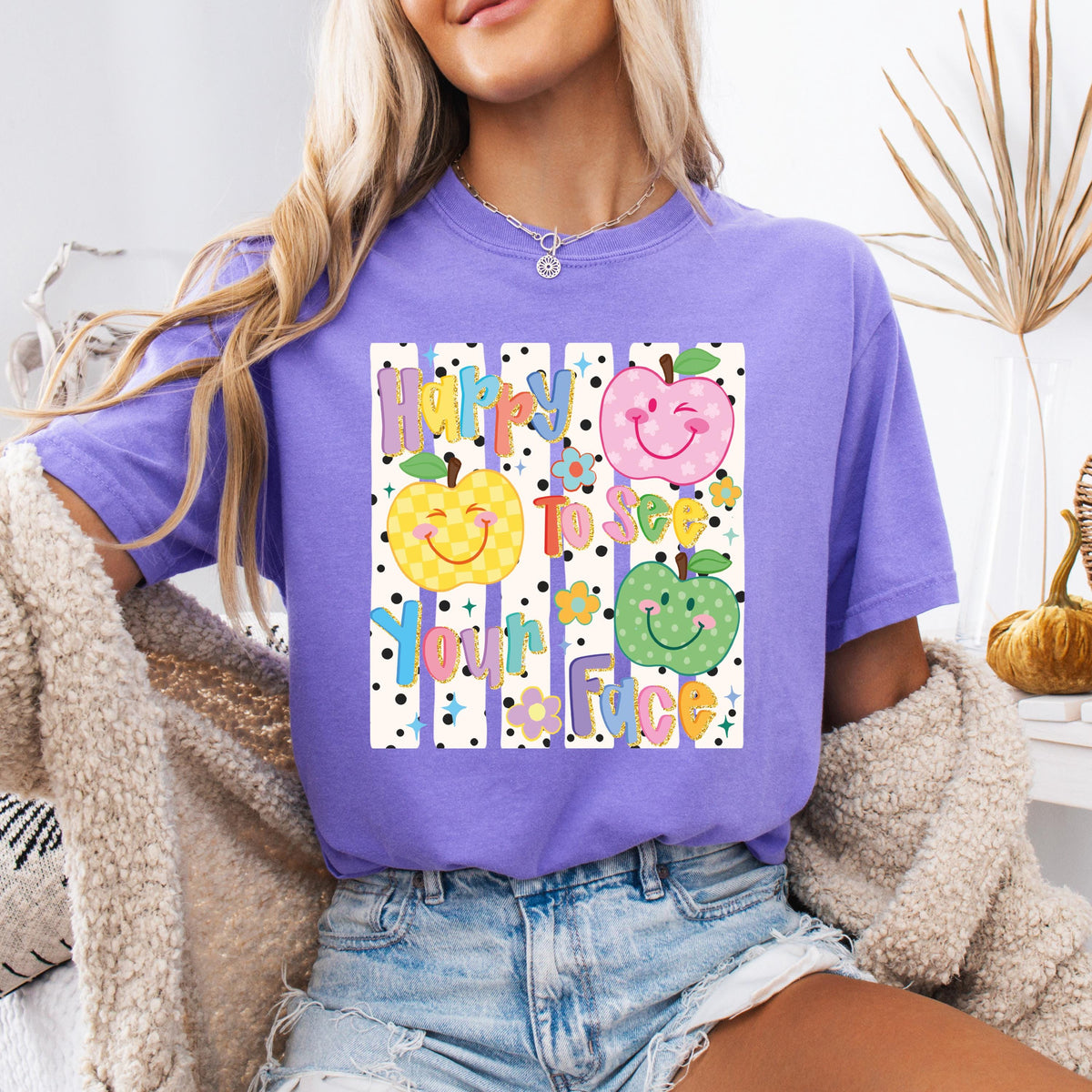 Comfort Colors® Happy to See Your Face T-Shirt, Back to School Tees, Teacher Appreciation Gift