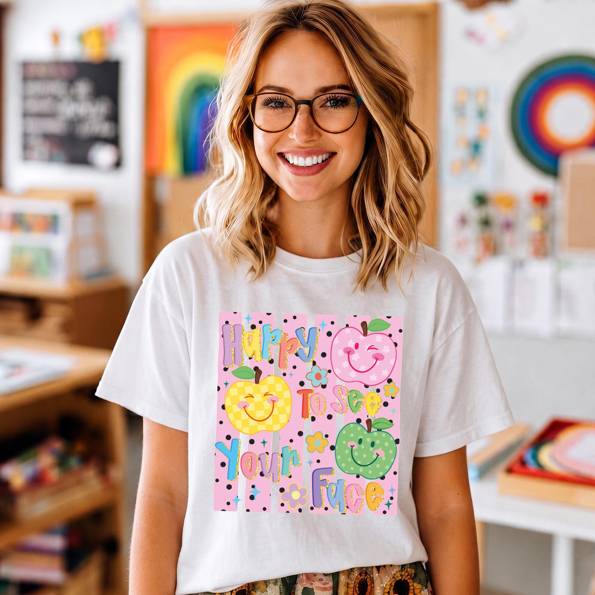 Comfort Colors® Happy to See Your Face T-Shirt, Back to School Tees, Teacher Appreciation Gift