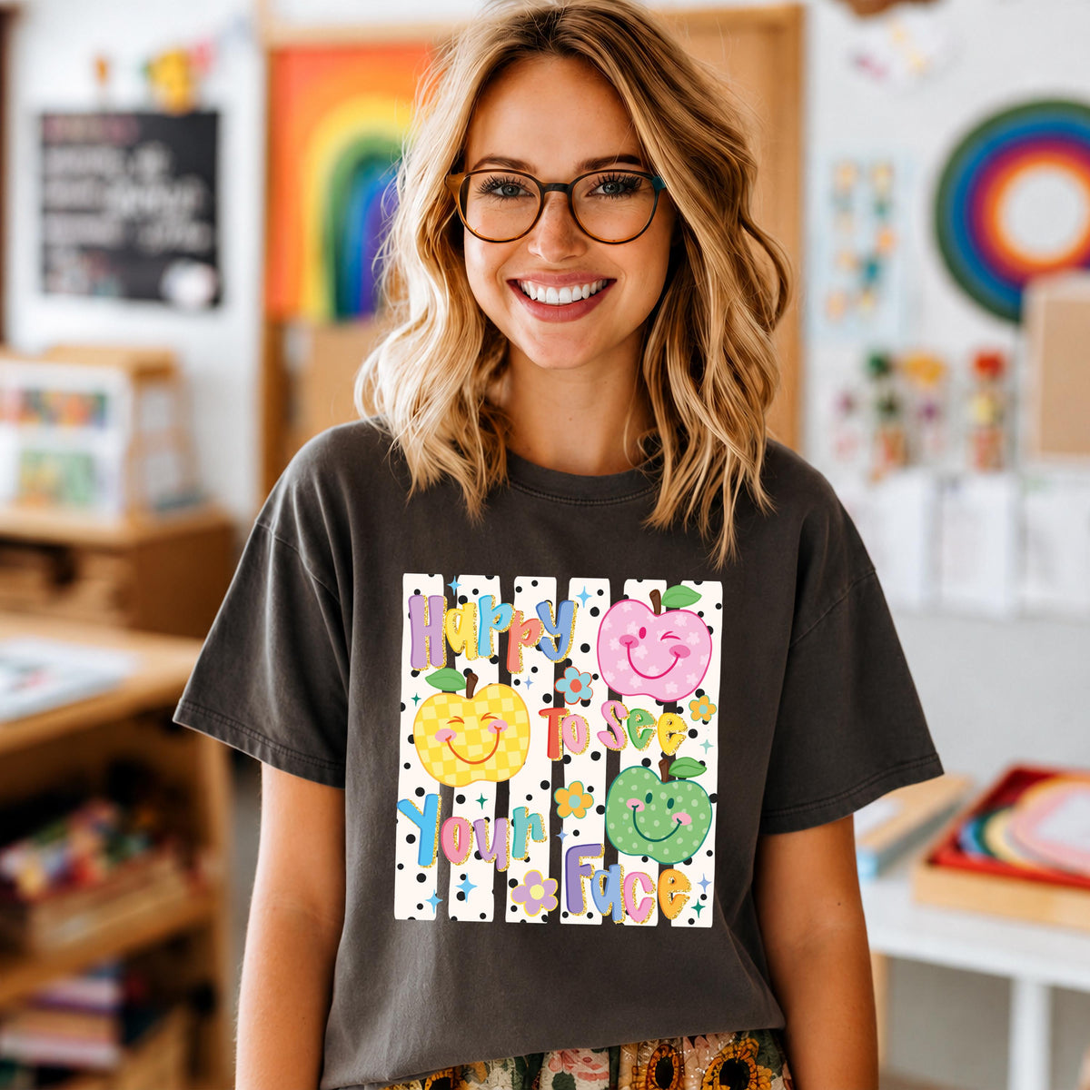 Comfort Colors® Happy to See Your Face T-Shirt, Back to School Tees, Teacher Appreciation Gift