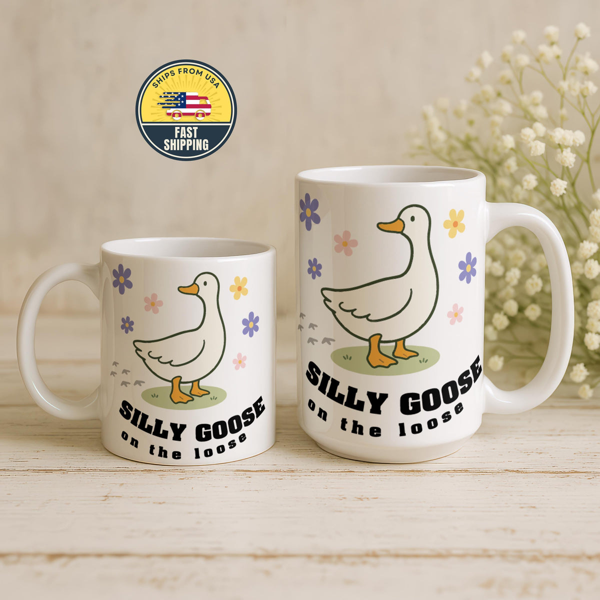 Silly Goose On The Loose Mug, Funny Goose Coffee Cup, Cute Animal Mug, Goose Lover Gift