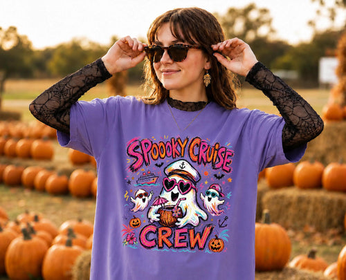 Comfort Colors® Spooky Cruise Crew Shirt, Halloween Cruising Tee, Summer Ghost T-Shirt
