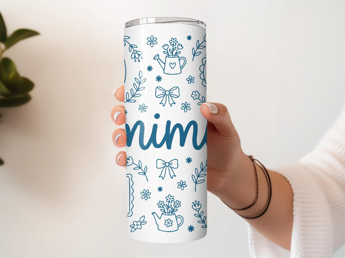 Cute Doodles & Quotes Mimi Tumbler With Straw, Love Them Big Watch Them Blossom Cup