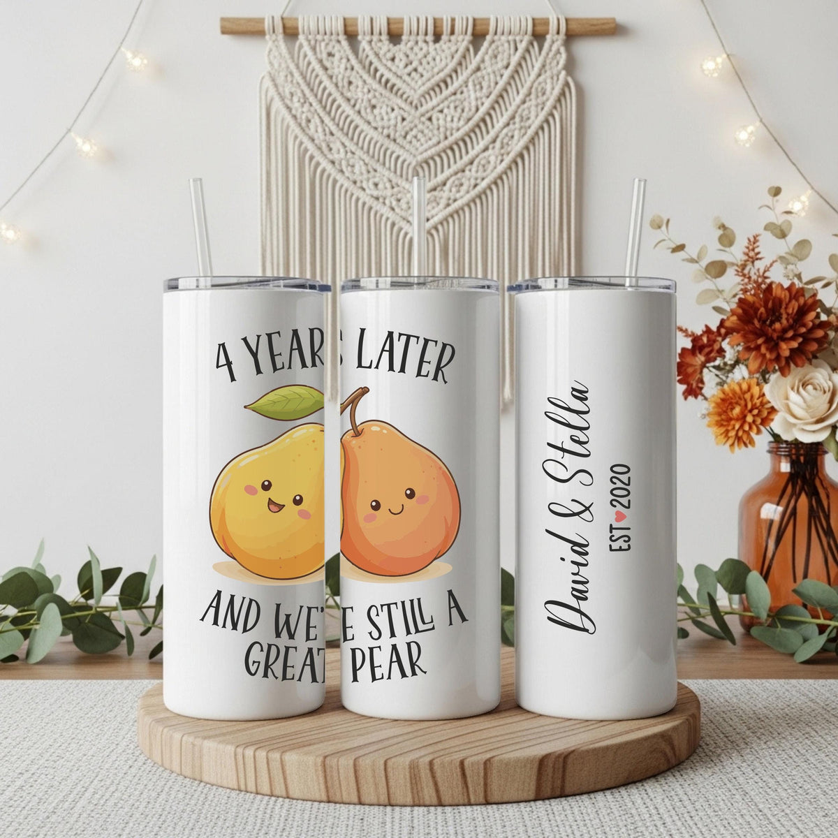Personalized We're Still A Great Pear Tumbler, Custom Name & Date Couple Coffee Cup