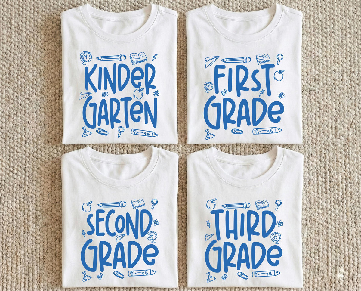 Grade Level Back to School T-Shirt, First Grade Kindergarten Tees, Teacher Team Shirts