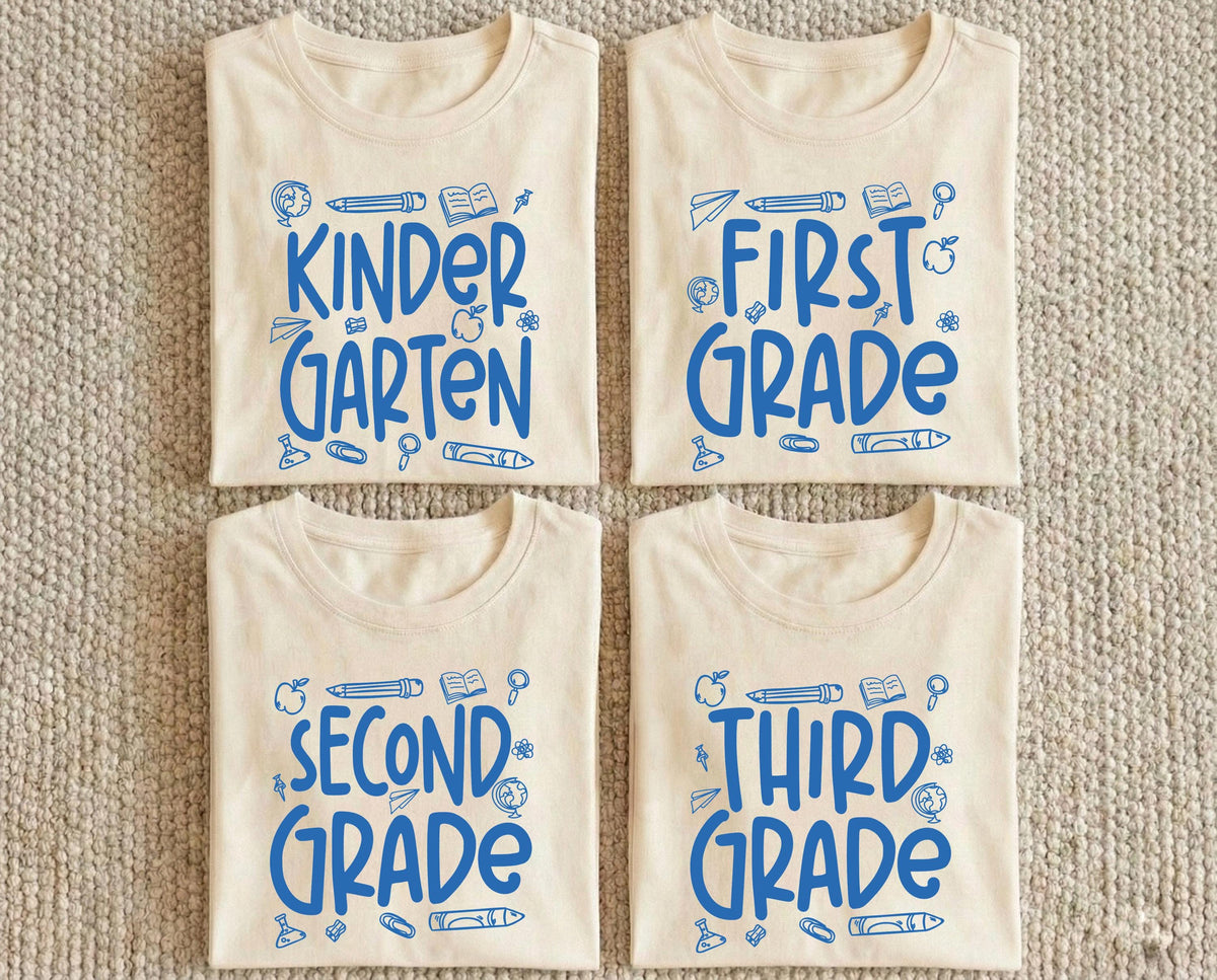 Grade Level Back to School T-Shirt, First Grade Kindergarten Tees, Teacher Team Shirts