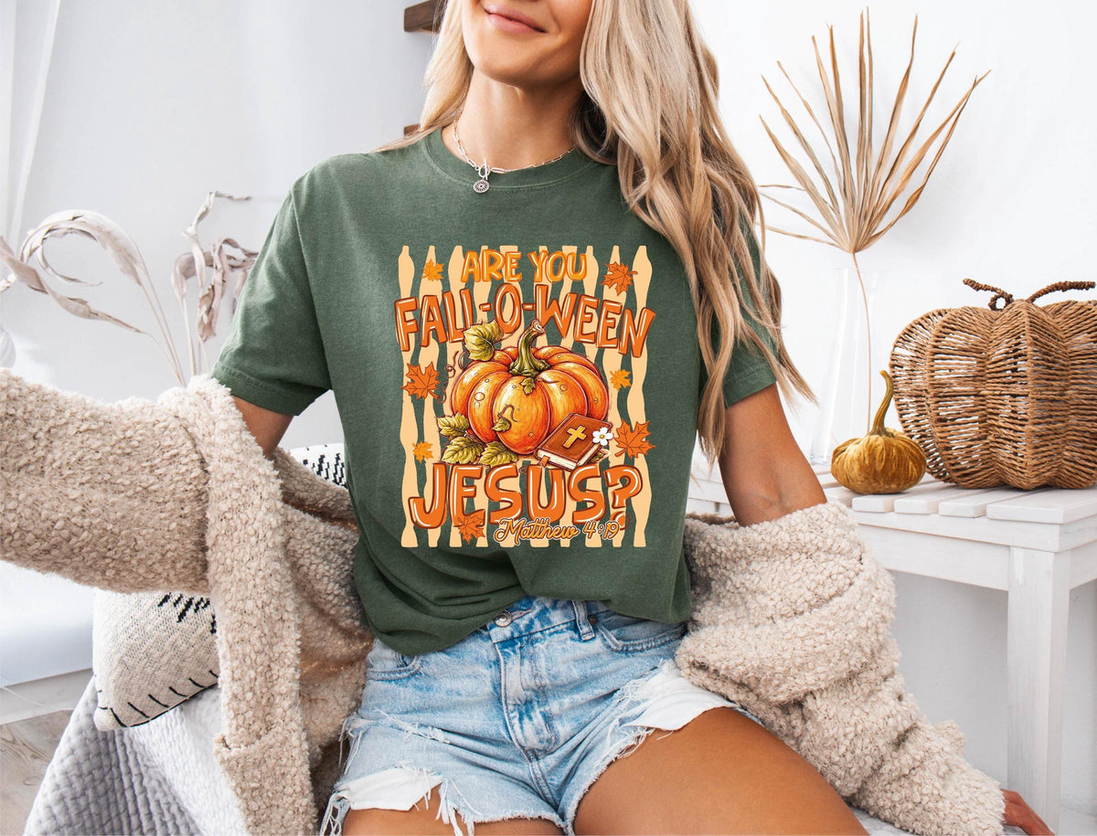 Comfort Colors® Fall-O-Ween Jesus Shirt, Christian Halloween Tee, Fall Religious Pumpkin Sweatshirt