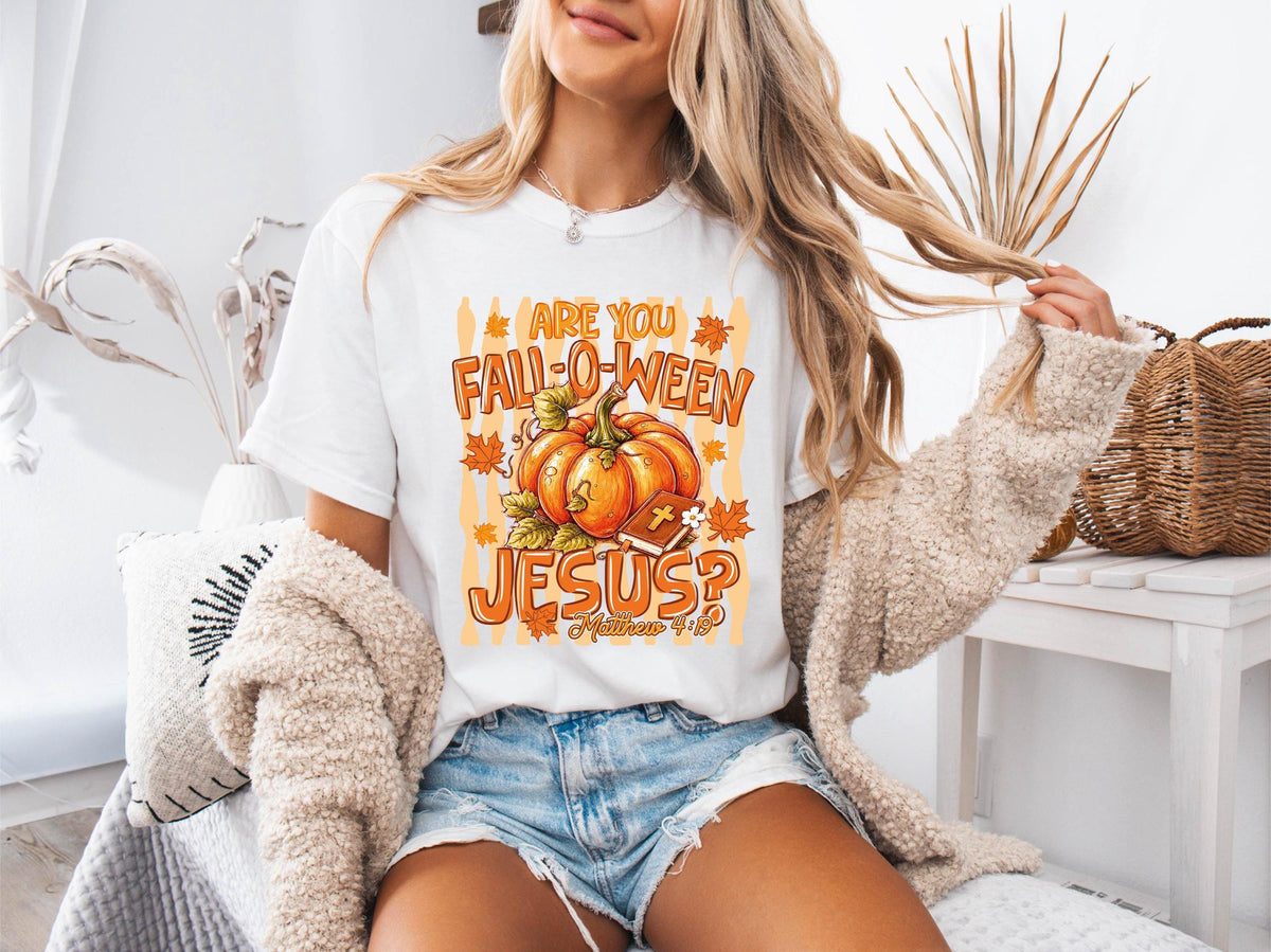 Comfort Colors® Fall-O-Ween Jesus Shirt, Christian Halloween Tee, Fall Religious Pumpkin Sweatshirt