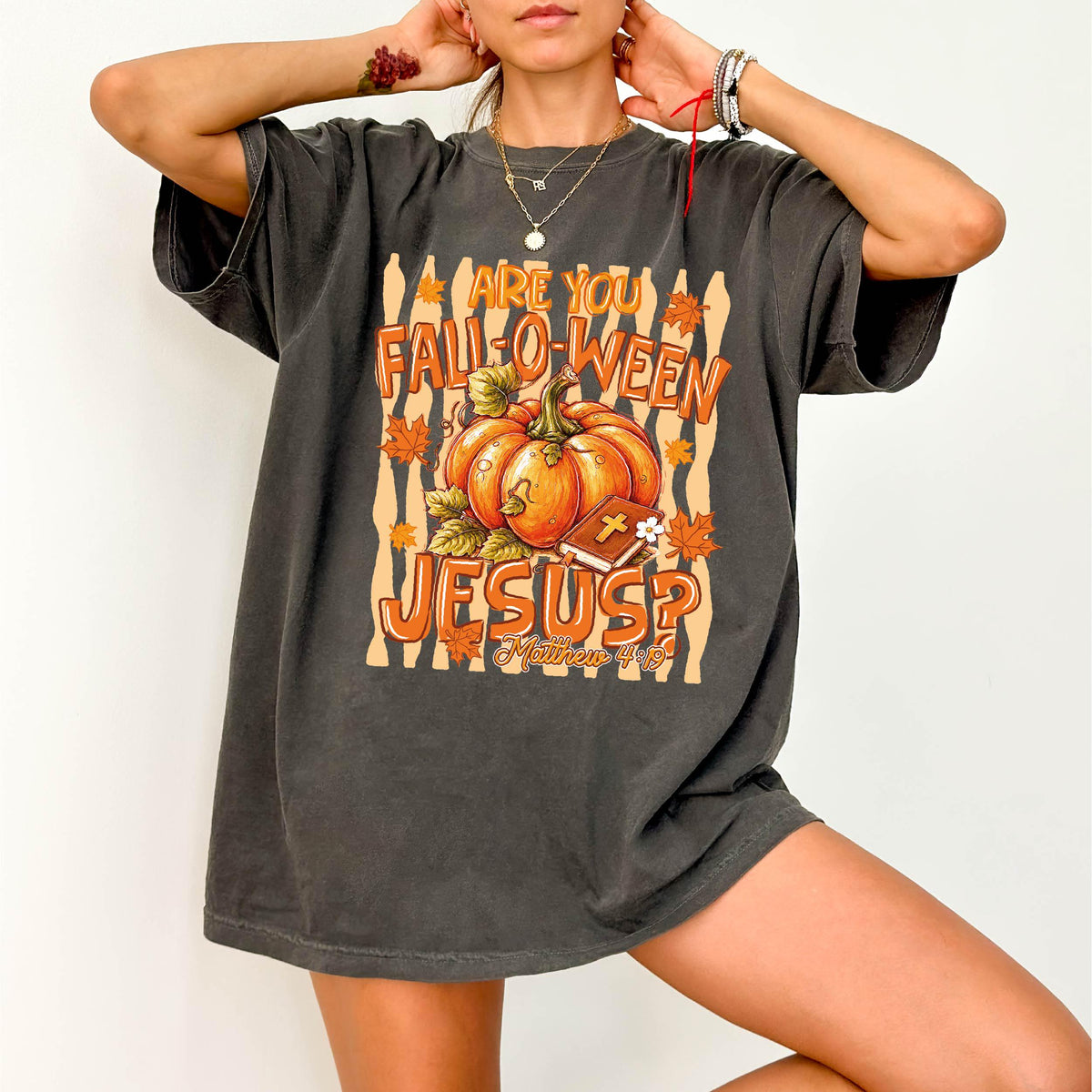 Comfort Colors® Fall-O-Ween Jesus Shirt, Christian Halloween Tee, Fall Religious Pumpkin Sweatshirt