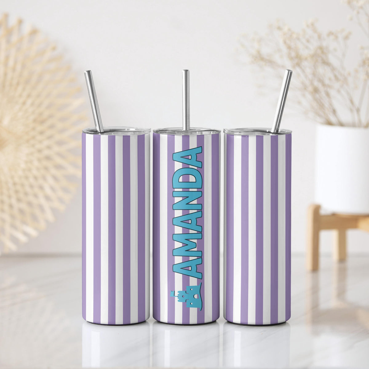 Custom Name & Icon Beach Trip Tumbler, Personalized Summer Vacation Insulated Cup