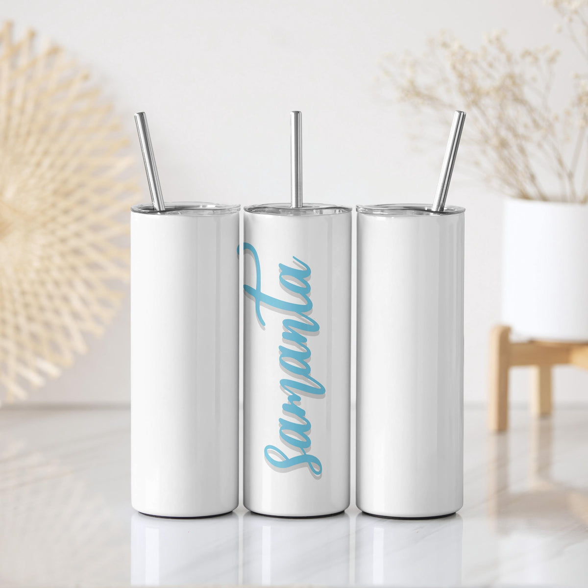 Custom Name Aesthetic Tumbler With Straw, Personalized Minimalist Script Coffee Cup