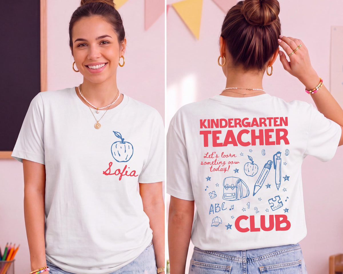 Custom Teacher Name T-Shirt, Kindergarten Back to School Tee, Teacher Appreciation Gift