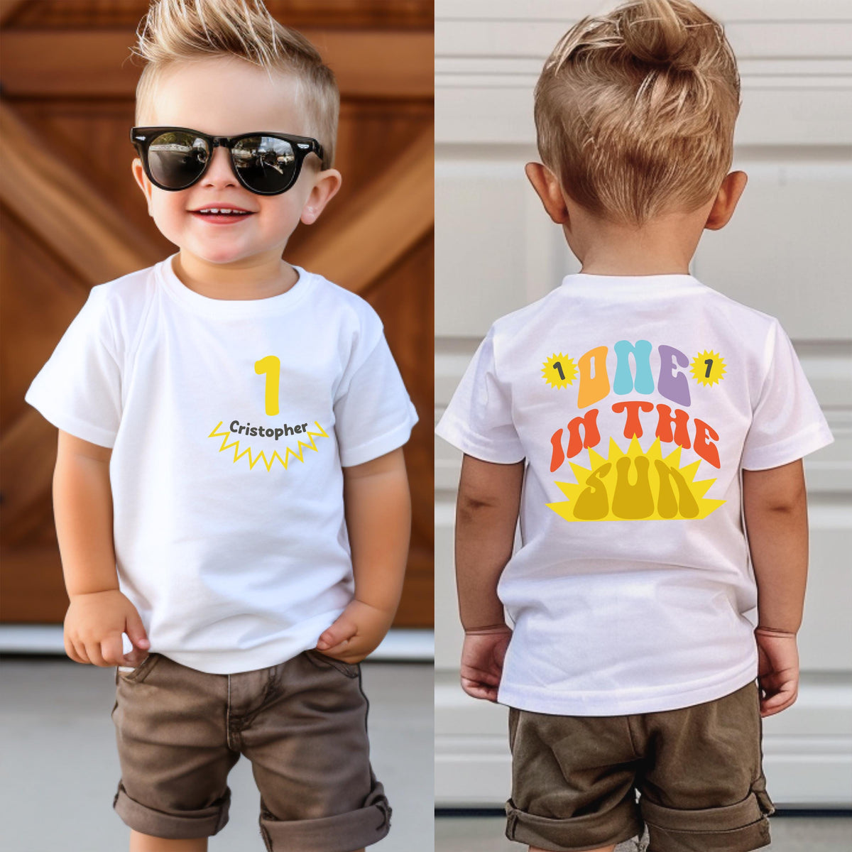 Custom First Birthday T-Shirt, 1st Birthday Sun Tee, Birthday Party Kids Gift