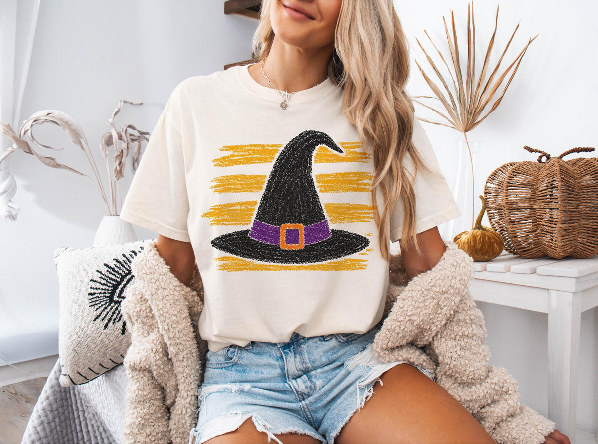 Comfort Colors® Witch Hat Halloween Shirt, Spooky Girls Tees, Fall Witchy Sweatshirt