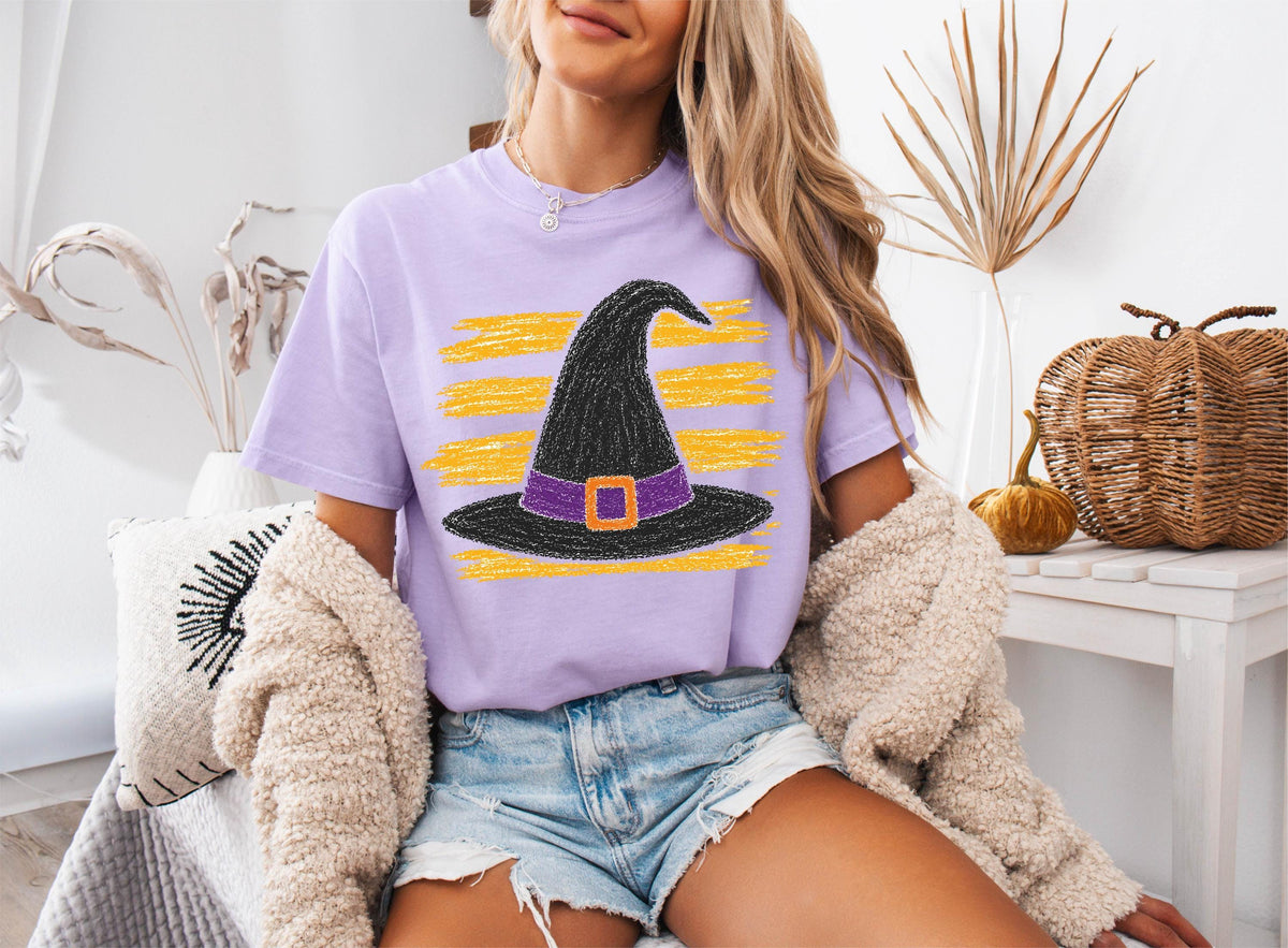 Comfort Colors® Witch Hat Halloween Shirt, Spooky Girls Tees, Fall Witchy Sweatshirt