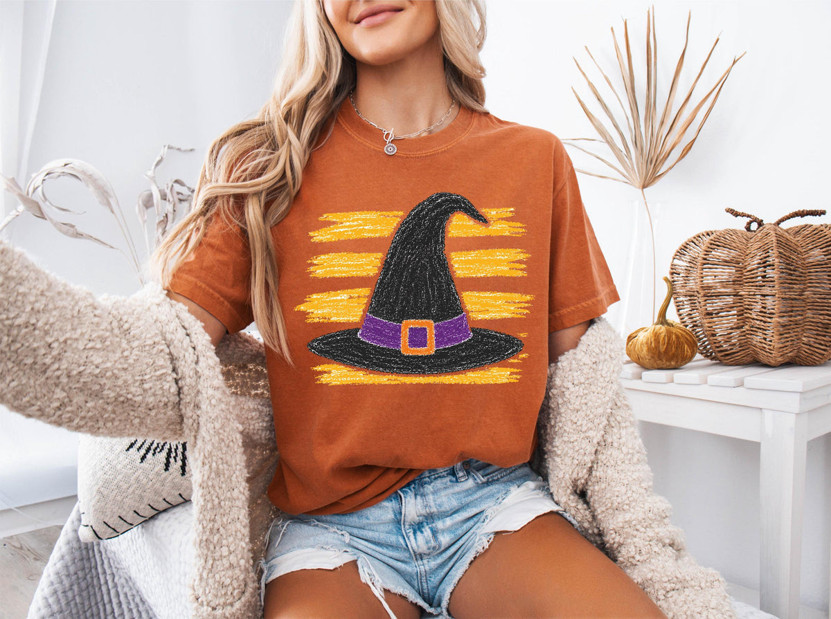 Comfort Colors® Witch Hat Halloween Shirt, Spooky Girls Tees, Fall Witchy Sweatshirt