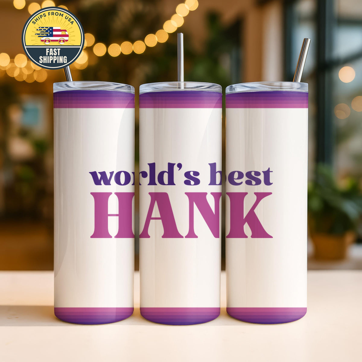 Personalized World's Best Tumbler, Custom Name Skinny Tumbler, Stainless Steel Cup