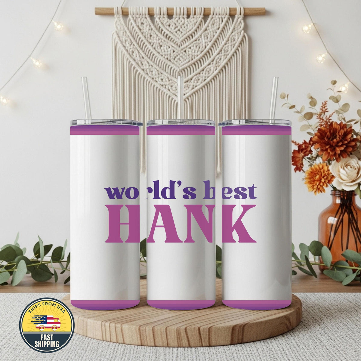 Personalized World's Best Tumbler, Custom Name Skinny Tumbler, Stainless Steel Cup