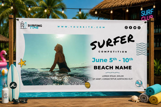 Custom Surfer Competition Vinyl Banner, Personalized Event Sign (Print & Ship)