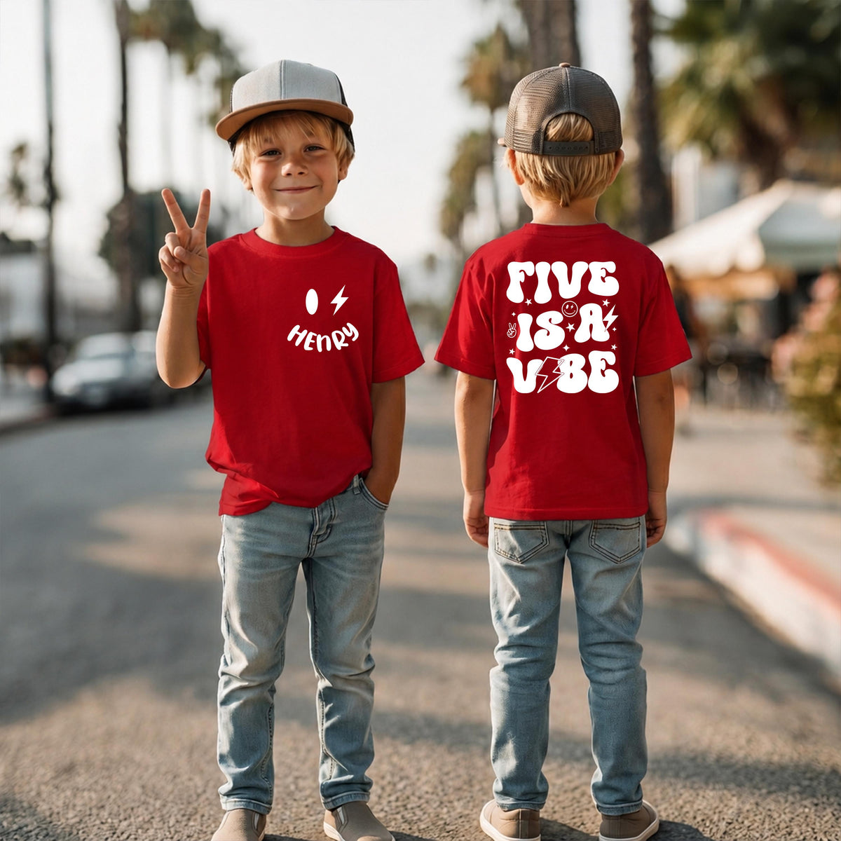 Five is a Vibe Shirt, Custom Fifth Birthday Tee, Birthday Kids Gift, 5th Birthday Party Tees