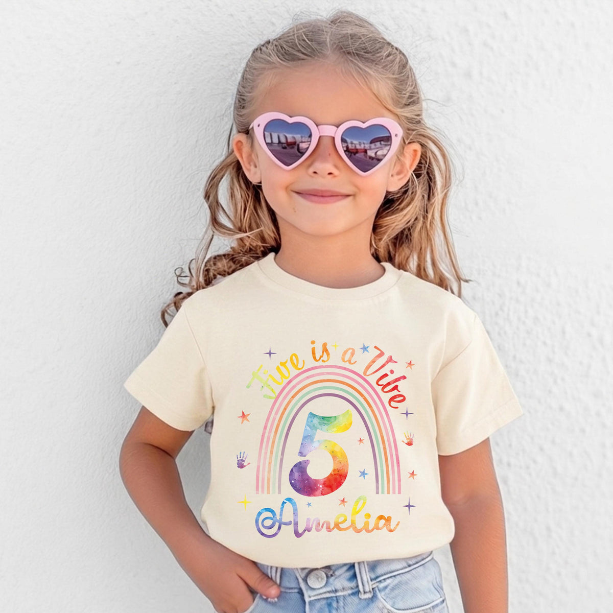 Boho Five is a Vibe Shirt, Five Year Old Birthday Girl Tee, 5th Birthday Party Gift