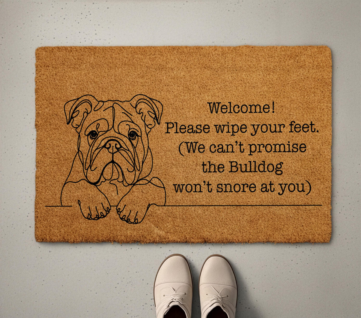 Funny English Bulldog Doormat, Please Wipe Your Feet Welcome Mat, Dog Lover Housewarming Gift, Pet Owner Front Porch Coir Rug
