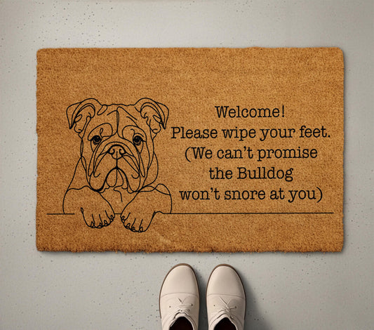 Funny English Bulldog Doormat, Please Wipe Your Feet Welcome Mat, Dog Lover Housewarming Gift, Pet Owner Front Porch Coir Rug