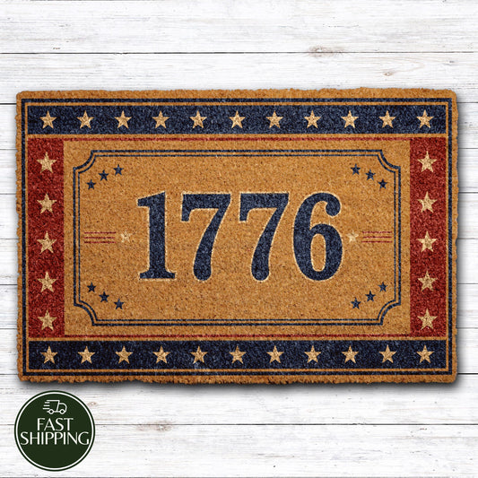 Independence Day Anniversary 1776 Doormat, Stars and Stripes American Revolution Doormat