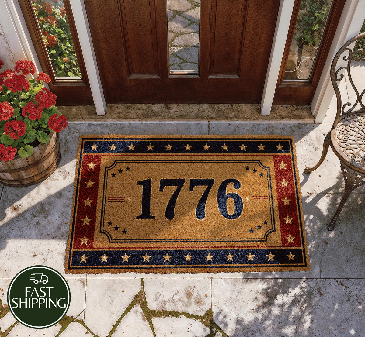 Independence Day Anniversary 1776 Doormat, Stars and Stripes American Revolution Doormat