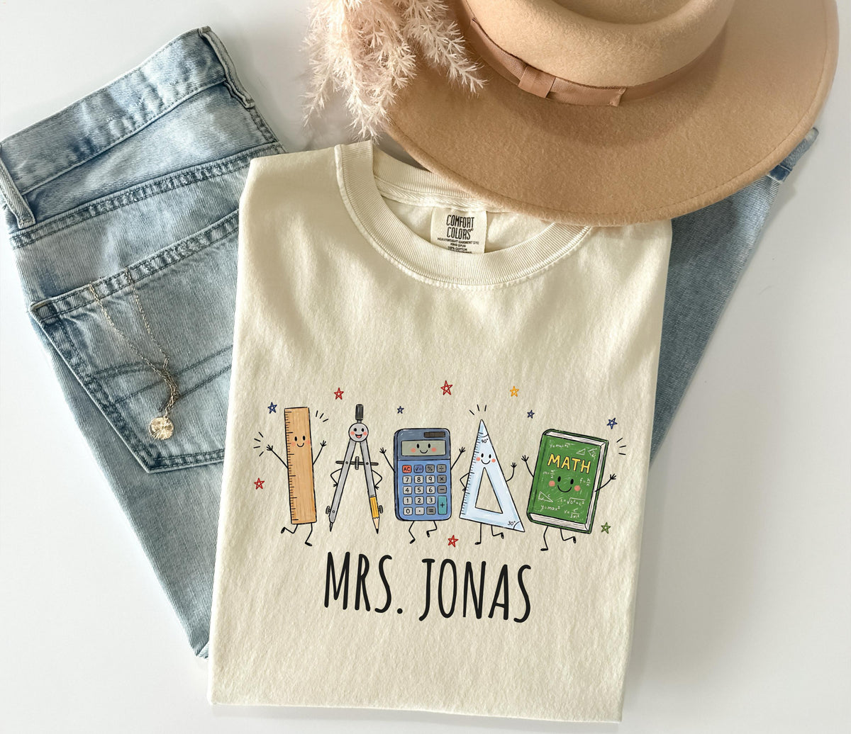 Comfort Colors® Custom Math Teacher T-Shirt, Back to School Tee, Teacher Appreciation Gift