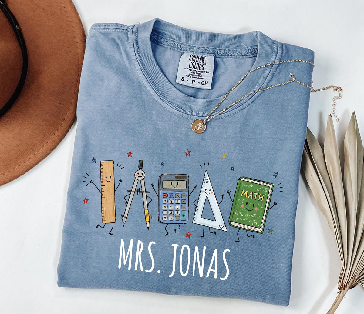 Comfort Colors® Custom Math Teacher T-Shirt, Back to School Tee, Teacher Appreciation Gift
