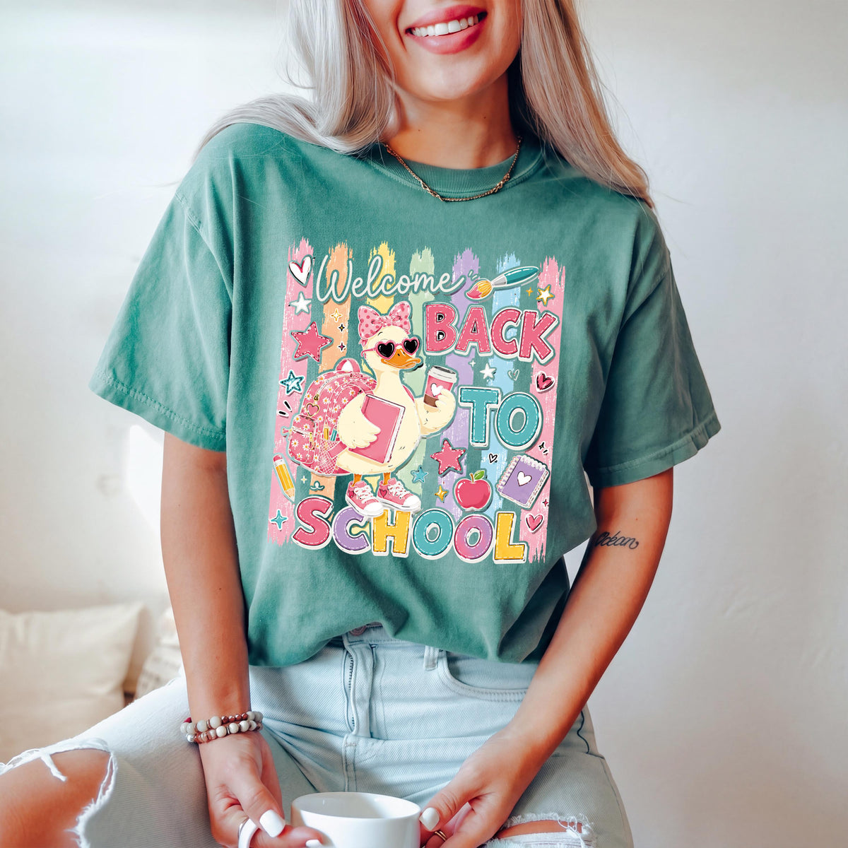 Comfort Colors® Coquette Bow Back to School T-Shirt, Funny Teacher Tee